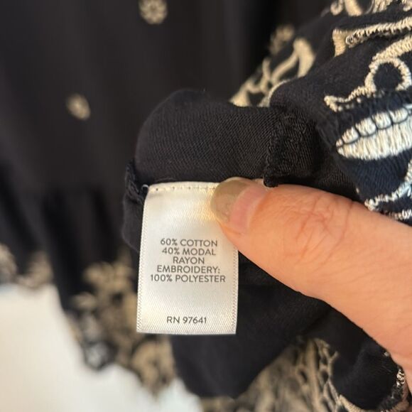 J. Jill Women’s The Date-Night Dress navy embroiderer short sleeve size med EUC - Picture 7 of 12